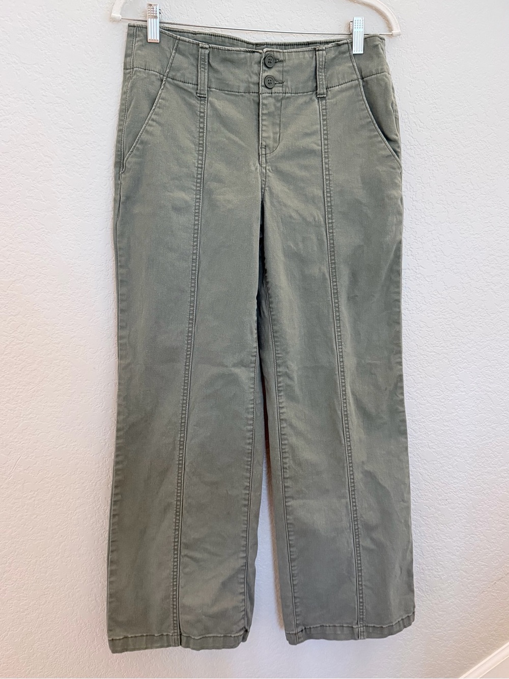 1822 Denim Olive Wide Leg Pants High Rise Seamed 10